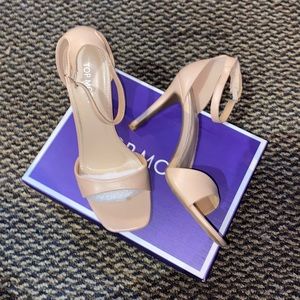 Nude Thin Ankle Strap Heels.                                  Size 8